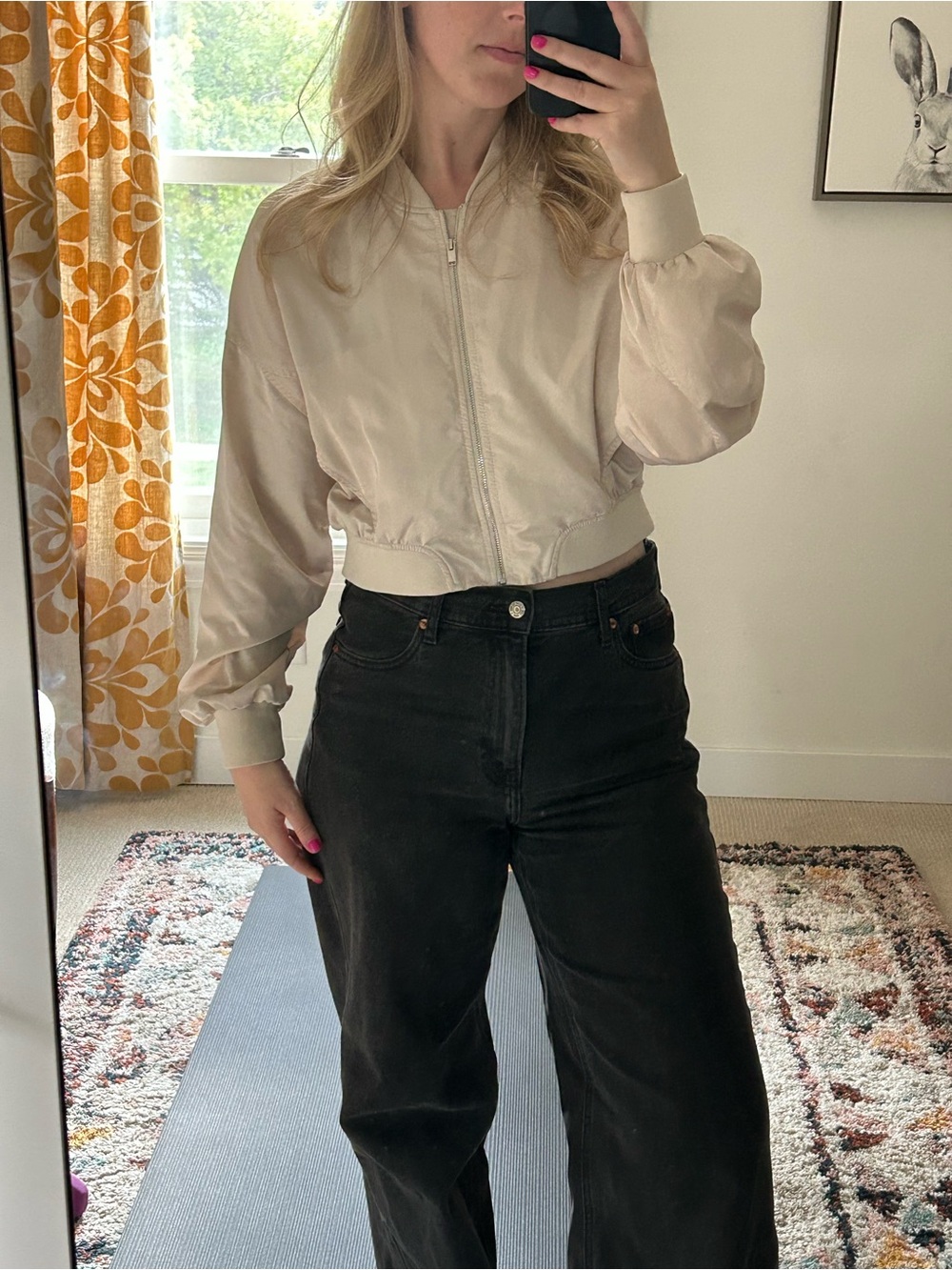 Zara Beige Bomber Jacket Med